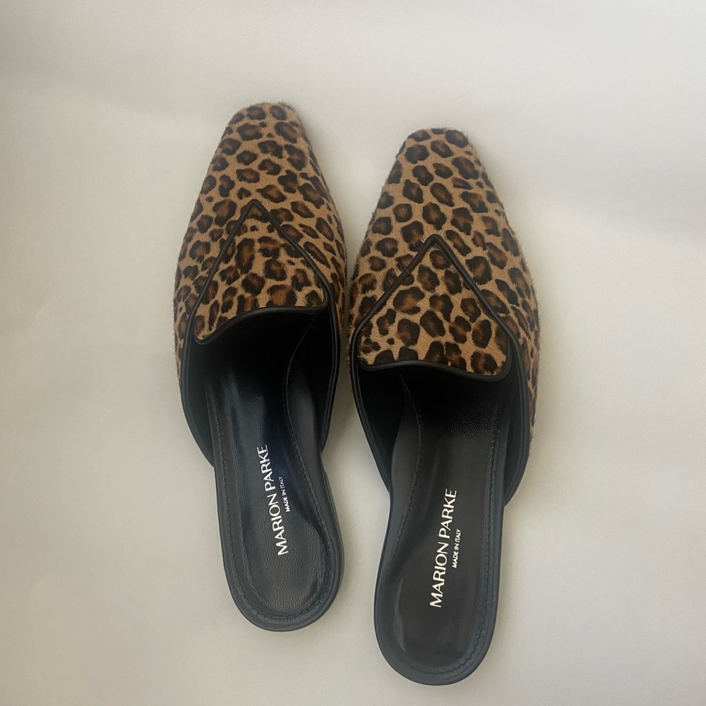Marion Parke suede leopard slide - New - Sz 41